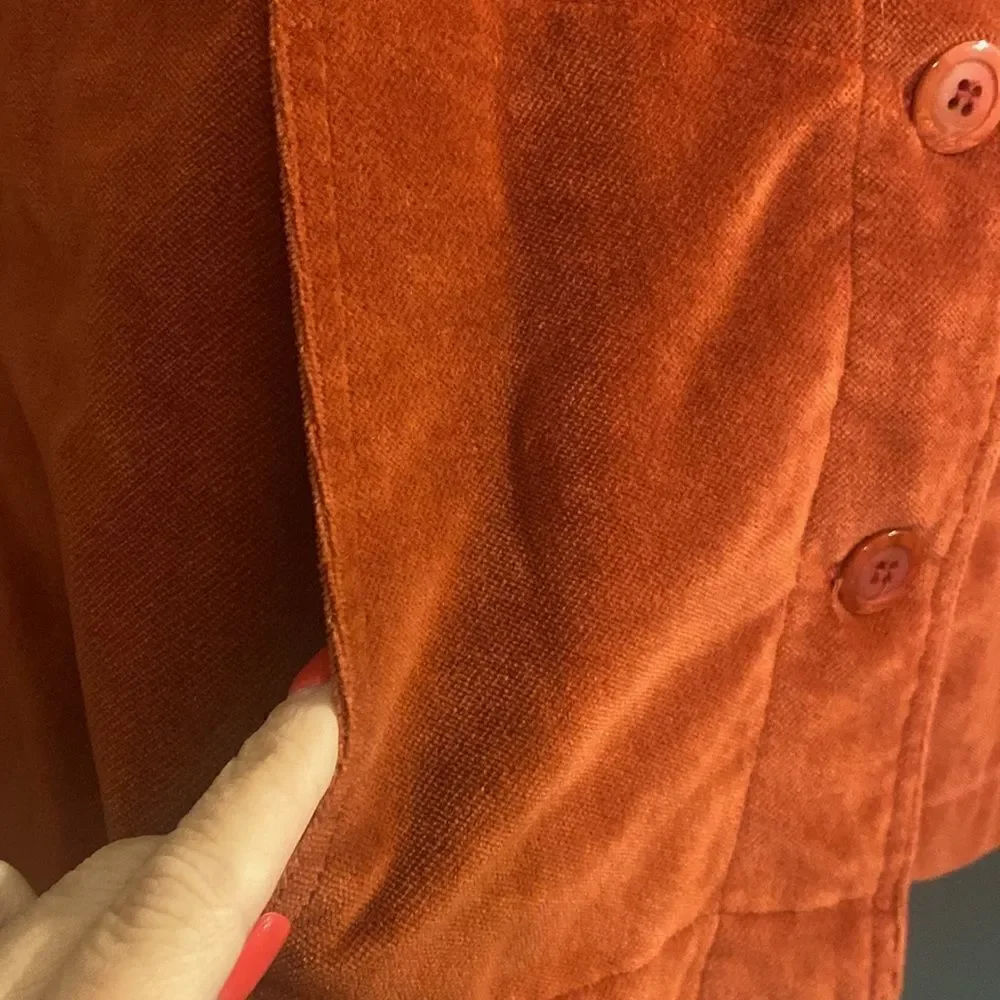 Vintage Velvety Burnt Orange Gotcha Covered Blazer Jacker Small - Picture 4 of 5